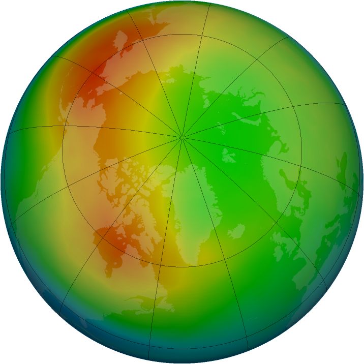 Arctic ozone map for January 2007